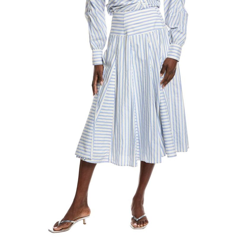 Gracia Womens  Wide Round Striped Skirt, White